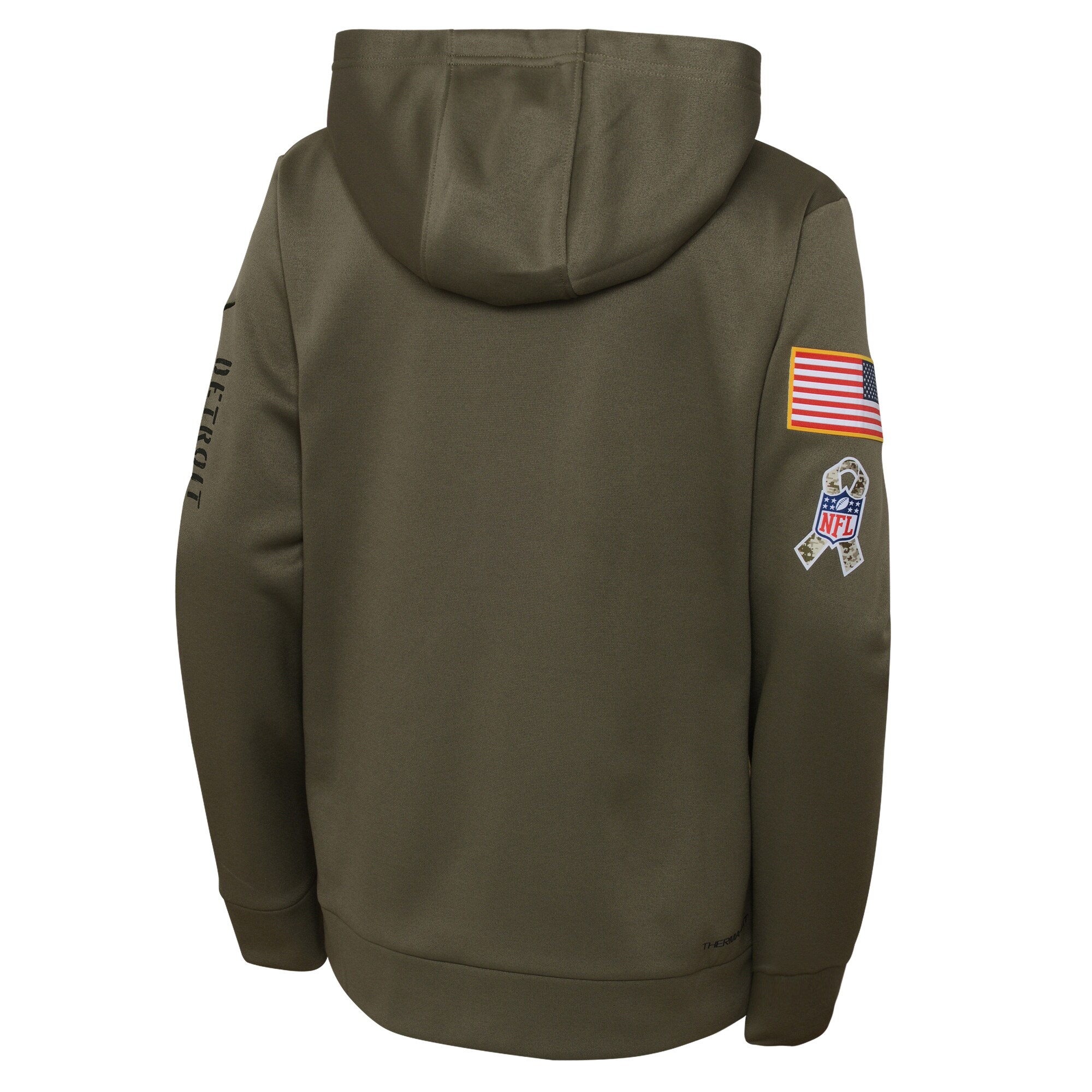 Youth Detroit Lions Nike Olive 2022 Salute To Service Performance Pullover Hoodie