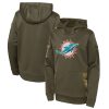 Youth Miami Dolphins Nike Olive 2022 Salute To Service Performance Pullover Hoodie