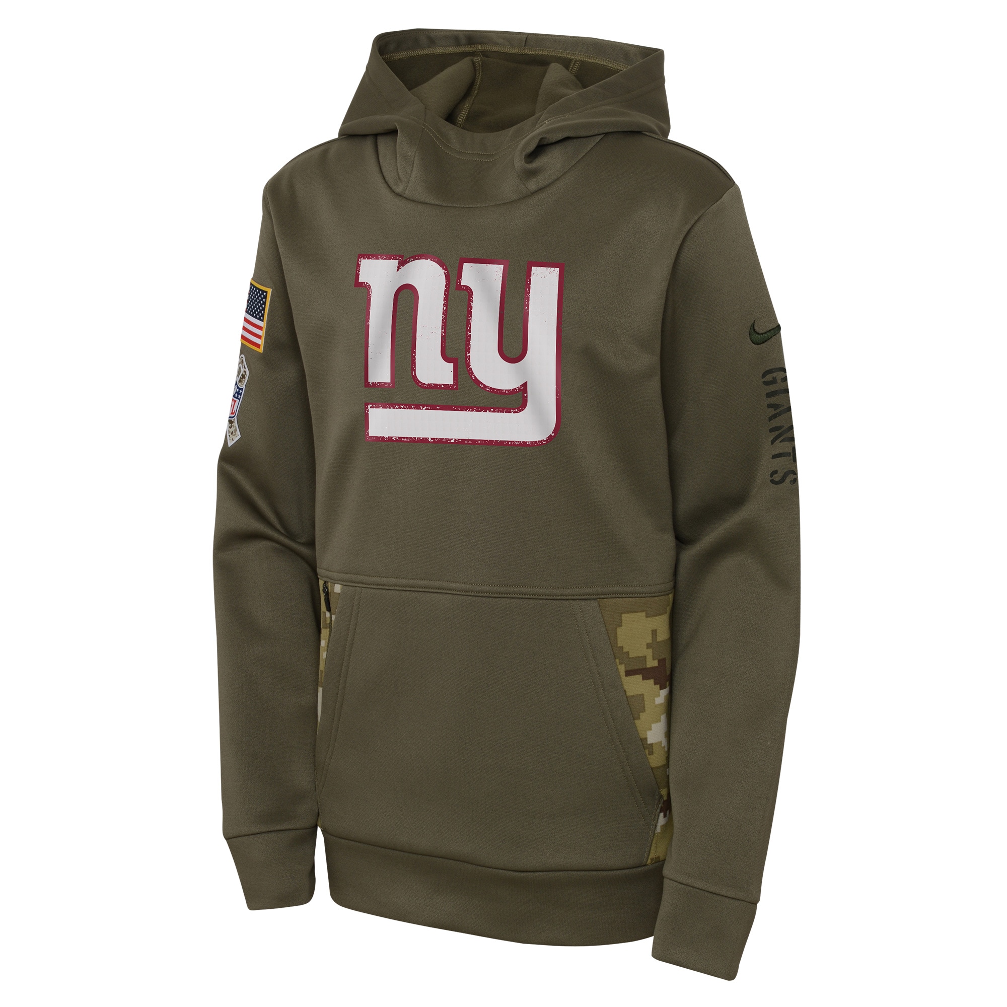 Youth New York Giants Nike Olive 2022 Salute To Service Performance Pullover Hoodie