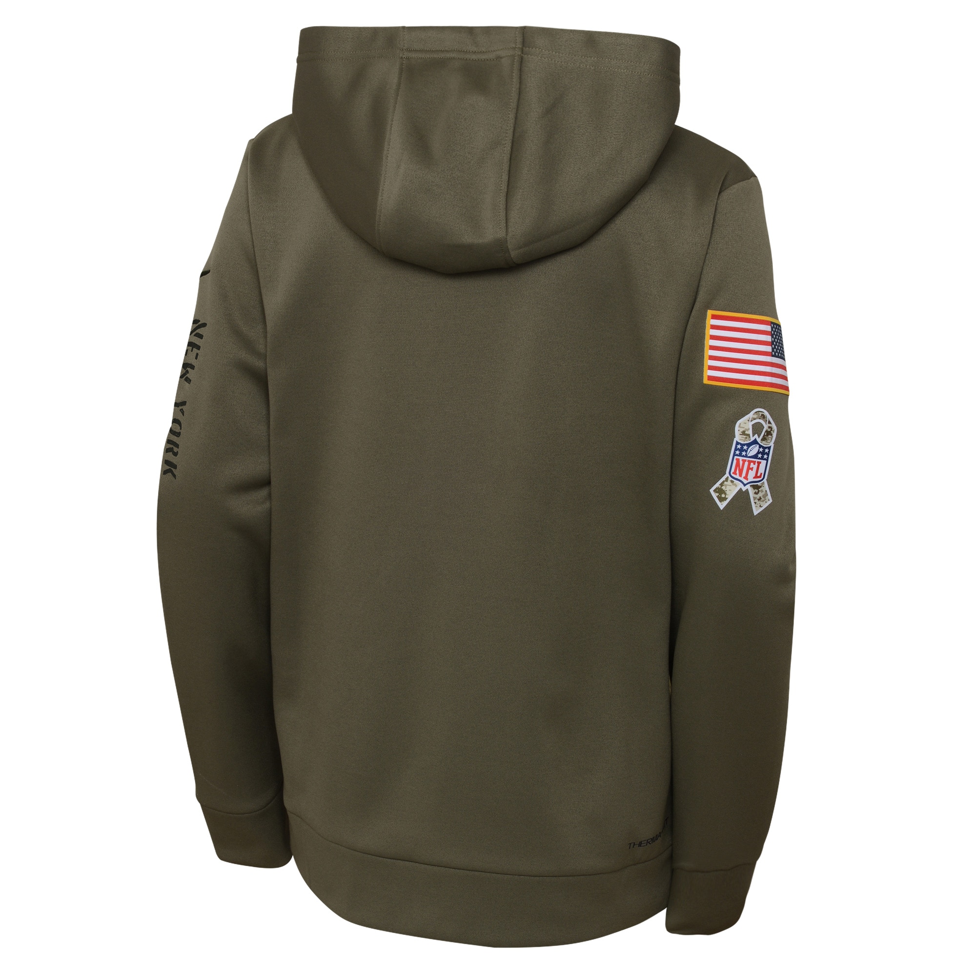 Youth New York Jets Nike Olive 2022 Salute To Service Performance Pullover Hoodie