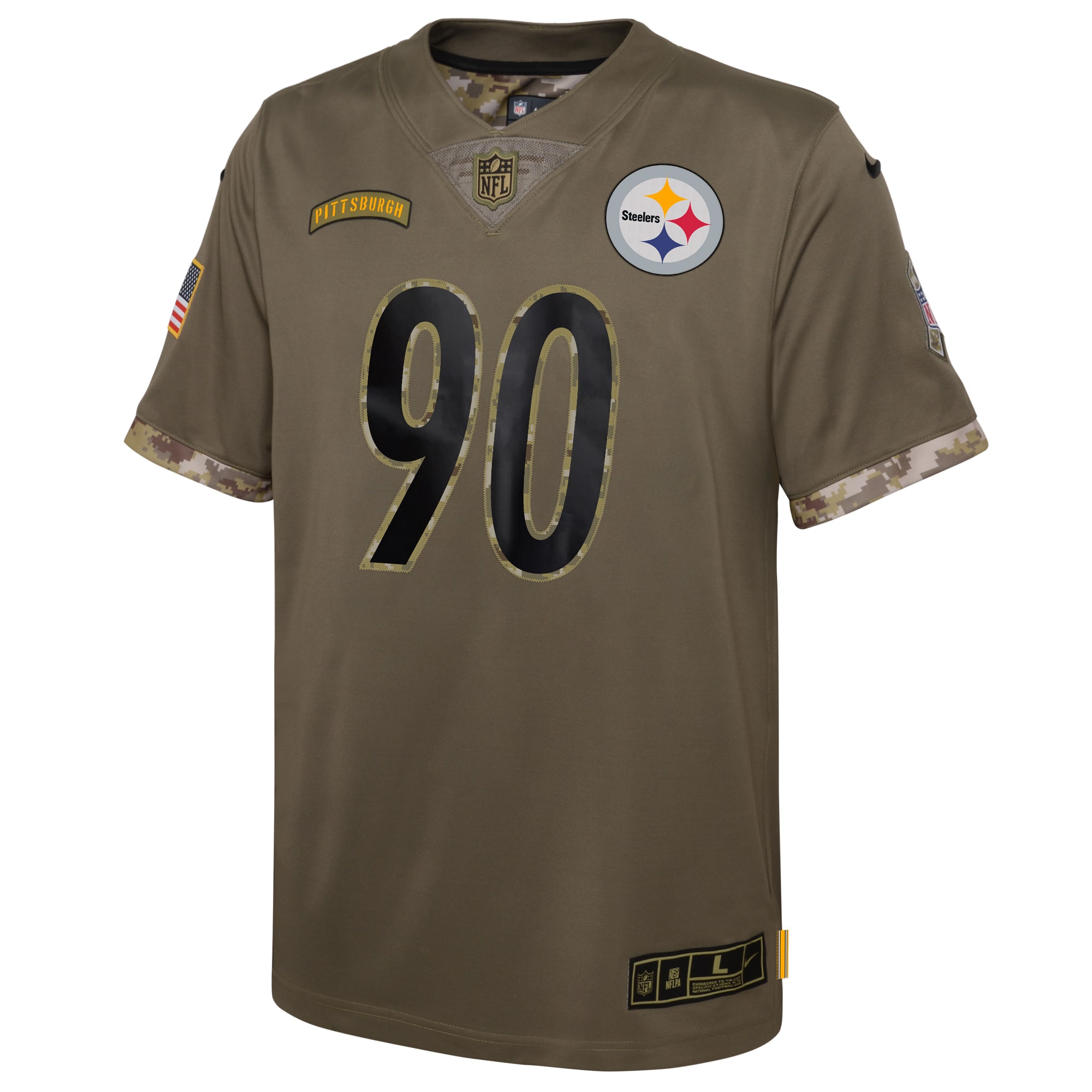 Youth Pittsburgh Steelers Nike Olive 2022 Salute To Service Player Limited Jersey