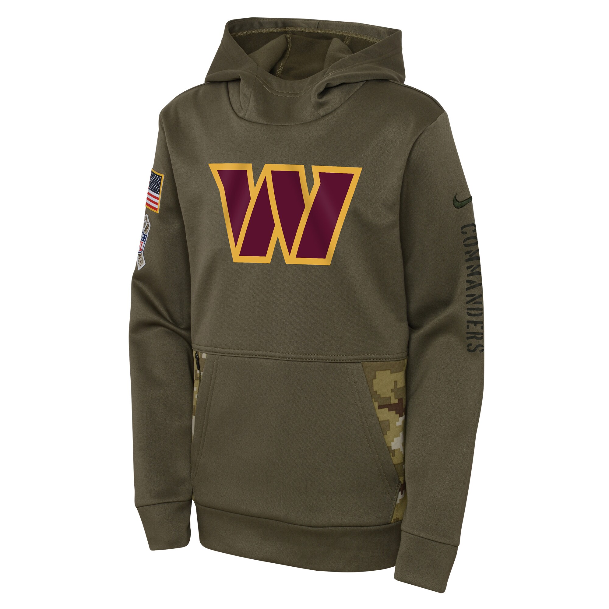 Youth Washington Commanders Nike Olive 2022 Salute To Service Performance Pullover Hoodie