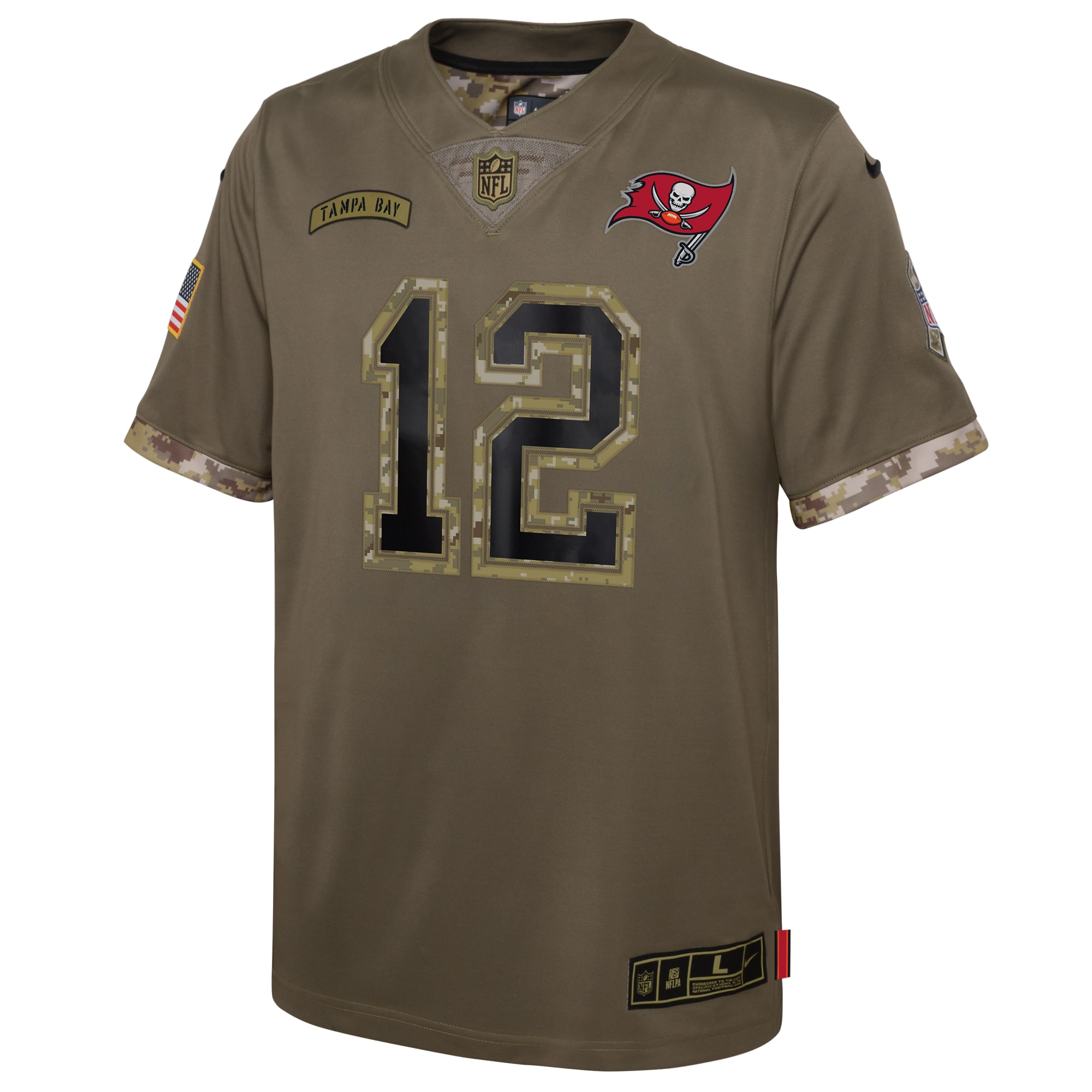 Youth Tampa Bay Buccaneers Tom Brady Nike Olive 2022 Salute To Service Player Limited Jersey